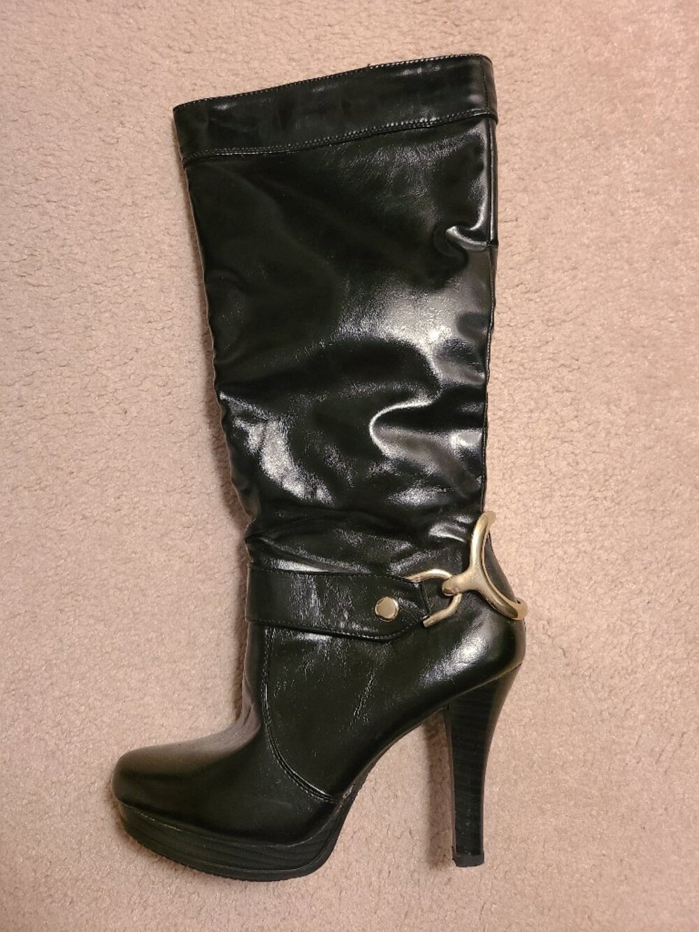 Black mid-calf boots